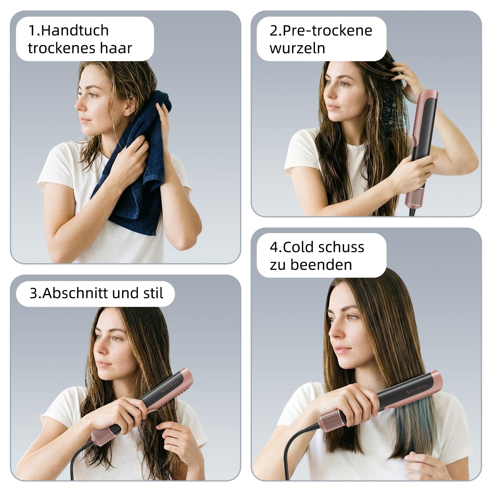 Airstraight Glätteisen mit Föhn, Ionen Air Haarglätter, Keine Hitzeschäden, Keine Heißen Platten, 110.000 U/min Air Straight Hair Straightener, 1300W, Max 160 ℃, für Mittleres Haar und Langes Haar