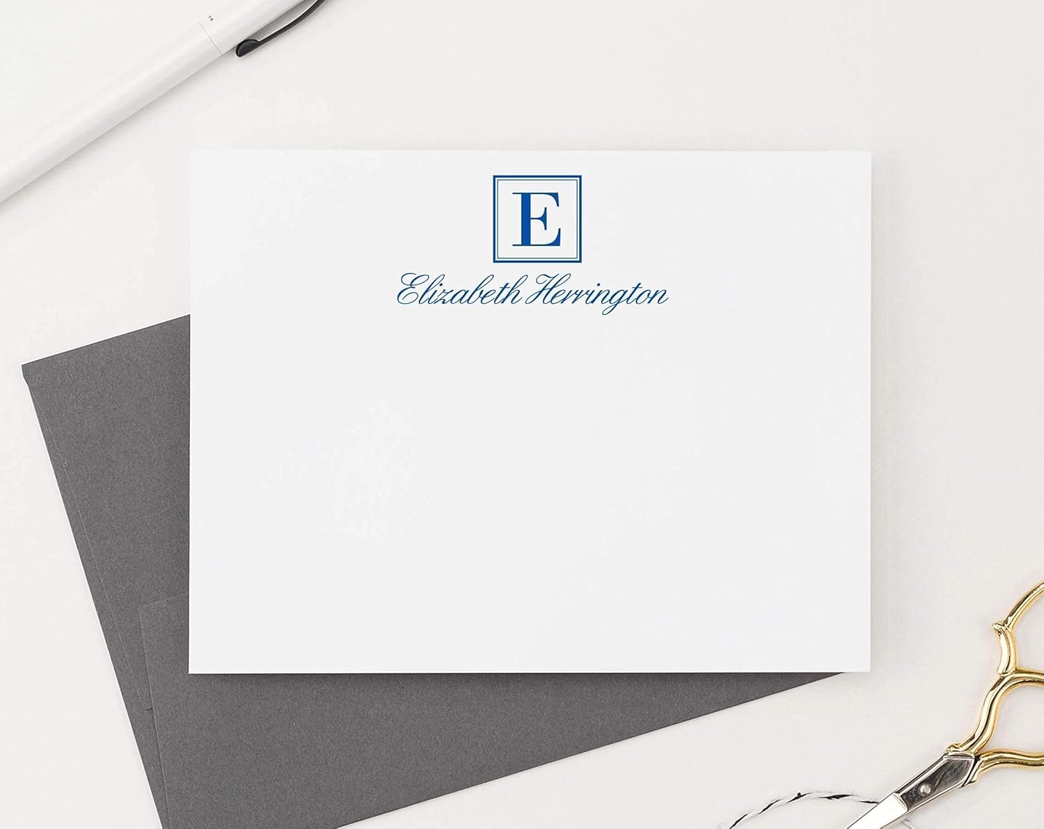 Single Letter Initial Monogram Stationary Set FLAT NOTE CARDS, Personalized Monogram Stationery Set for women, Your Choice of Colors and Quantity