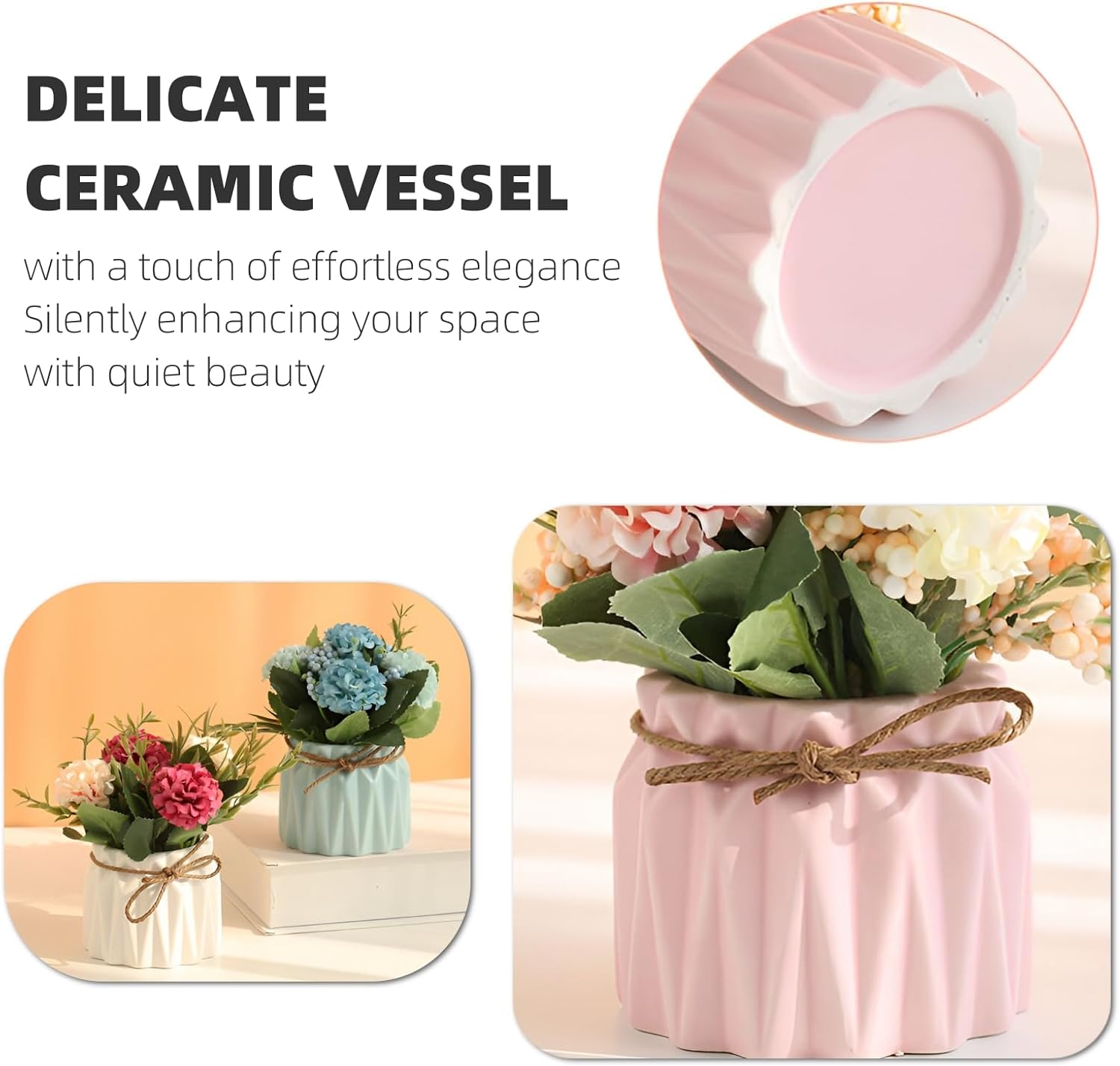 2 PCS Mini Hygrangea Artificial Flowers in Vase, Small Centerpiece Table Decorations - Fake Plant in Vase, Faux Hydrangea Flower Decor for Home, Wedding, Office and Party - Image 3