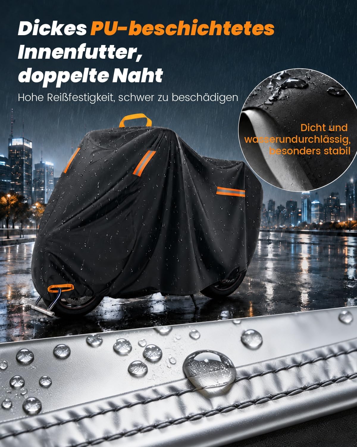 Bâche de protection pour moto, 4XL, 420D, imperméable, résistante aux UV, à la poussière, au vent, convient pour de nombreux modèles (295 x 110 x 140 cm)