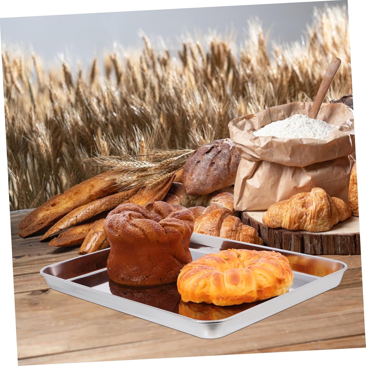 ABOOFAN 3pcs Induction Oven Pan Set Stainless Steel Baking Sheet Rack Easy Clean Nonstick for Family Gatherings and Parties