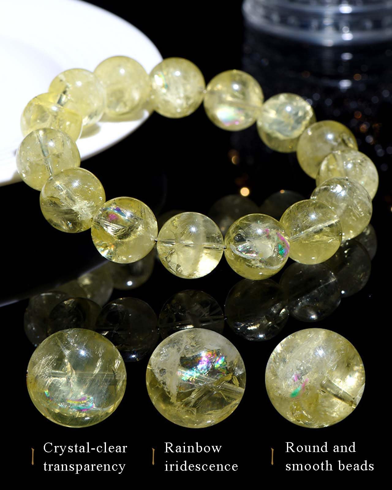 Pulsera de Cuentas Redondas de Citrino Natural de Grado 6A