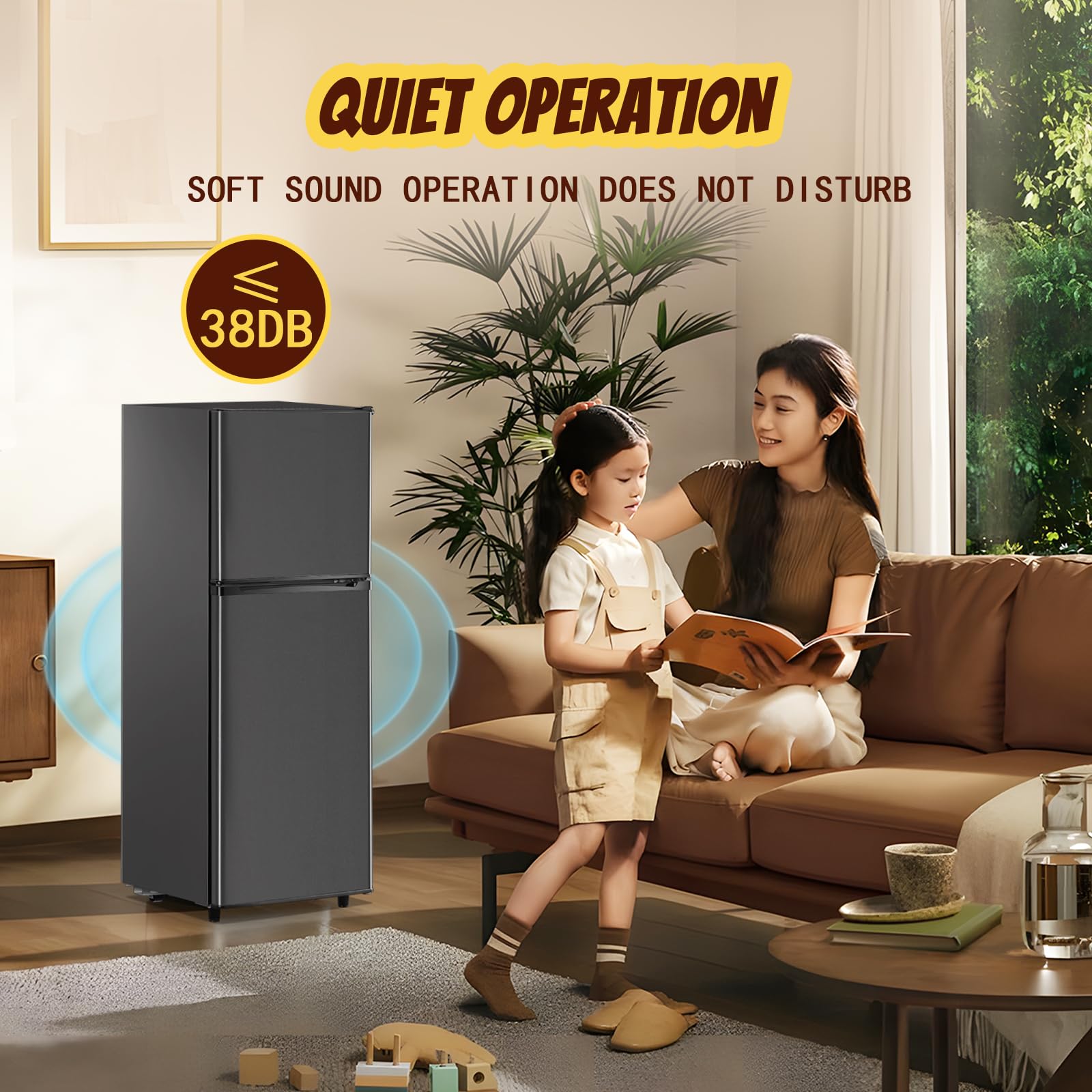 Tacool 5.0 Cu.Ft Small Refrigerator With Freezer Double Door Mini Fridge Top Freezer Adjustable Temperature For Dorm Office Apartment Black on Fridge.com - View 6