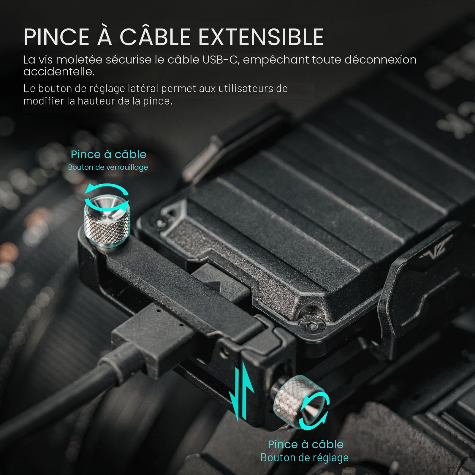 Tilta Support de disque SSD universel V2 avec fente 1/4"-20, convient pour SSD de 50-70 mm de large et 15 mm d'épaisseur - Noir TA-USDH2-B