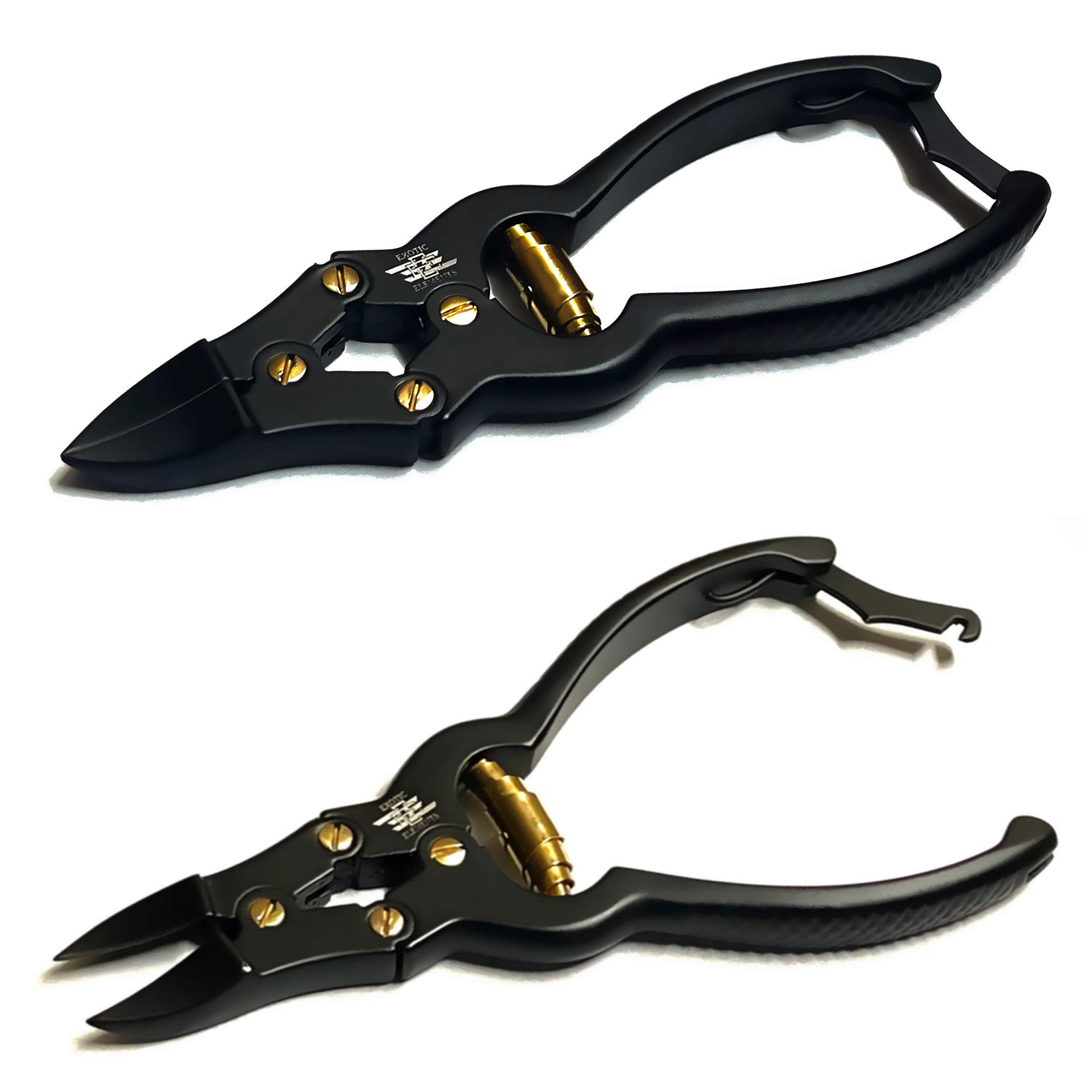 Pedicure and Manicure Cuticle Nipper/Ingrown Nail Cutter for Professional and Personal Use – Heavy-Duty Thick Nail Moon Shape Podiatry Tool in Black and Gold
