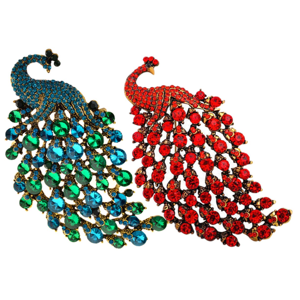 LIFKOME 6piezas Rhinestone Peacock Brooches Broches Decorativos De Para Mujeres Accesorios Elegantes Para Vestidos y Escotes