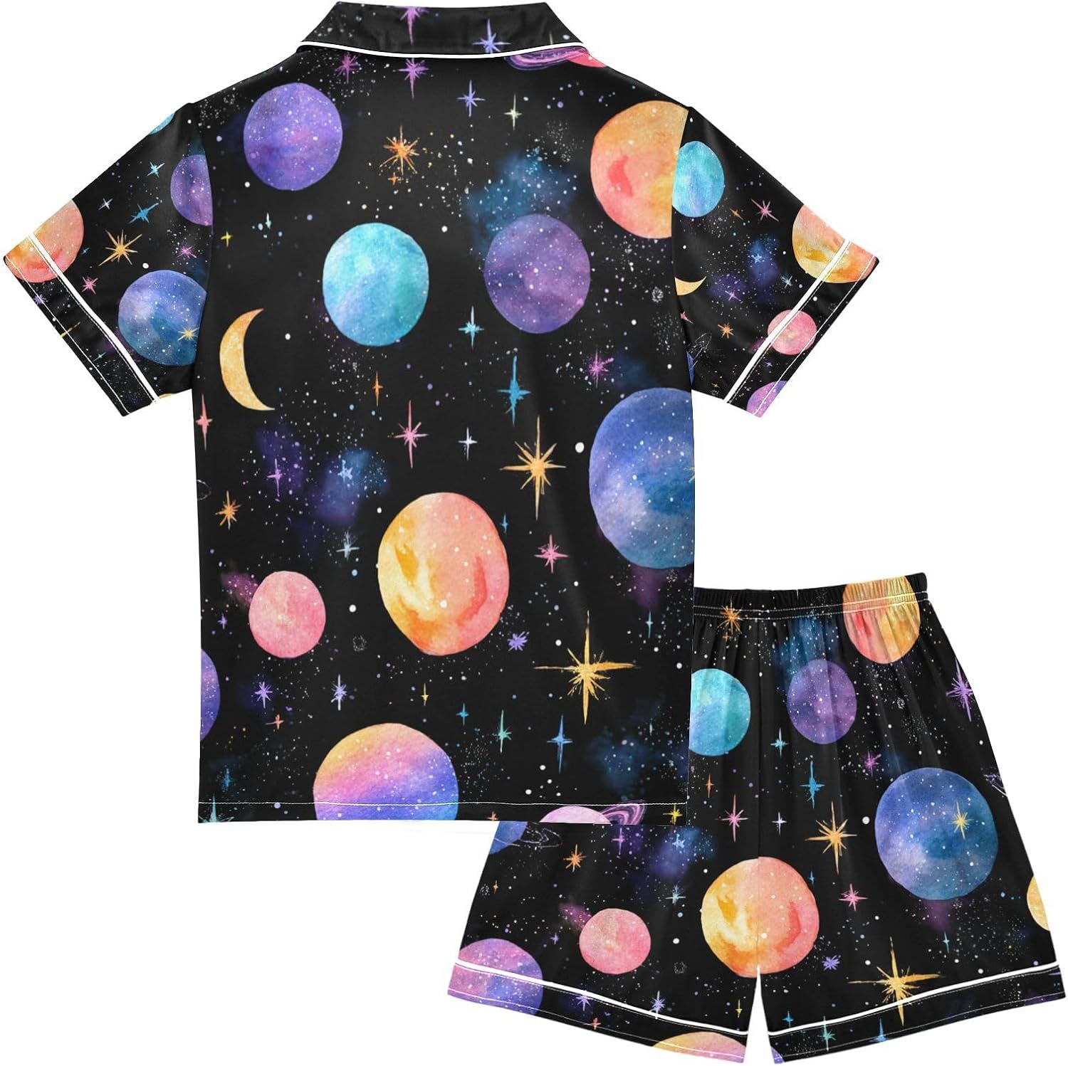 Silk Pajamas Sets Soft Satin 2 Piece Pjs Set Short Sleeve Sleepwear Nightwear