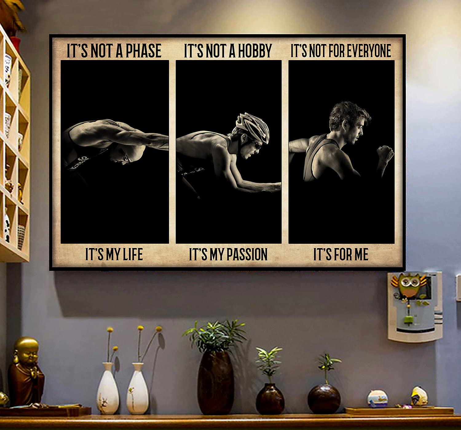 Bcts Poster#5247 Triathlon It's My Life Vintage Poster Triathlons Ironman World Triathlon Corporation Swimming Cycling Running Sports Signs Funny Decor Metal Sign 12X16 Inch
