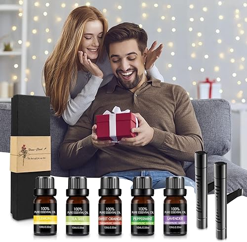 Miniatura 7 de Ambientadores para automóvil, juego de clips de ambientadores de coche con 5 aromas de aceite esencial (0.3 fl oz cada uno), 12 varillas de
