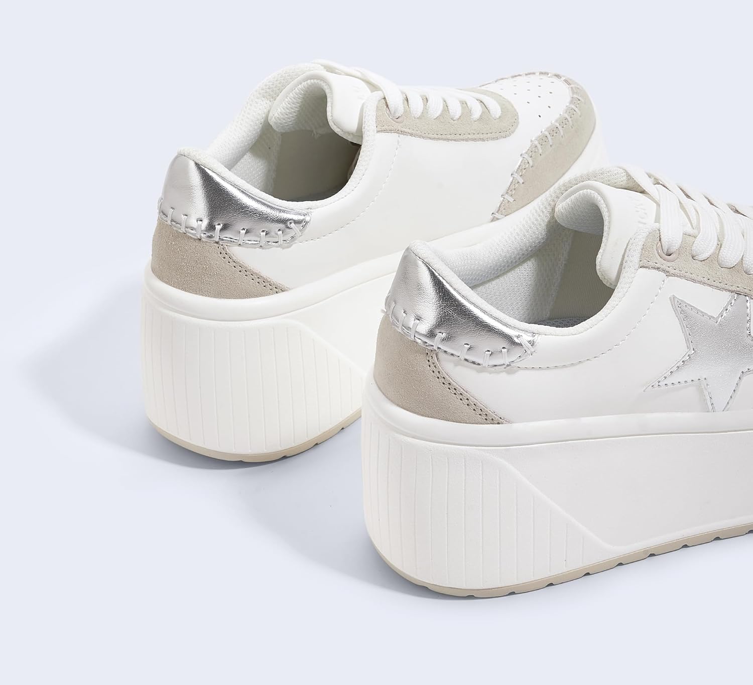 LUCKY STEP Women's Platform Chunky Sneakers Fashion Star Glitter Sparkly Wedge Walking Shoes High Heel Casual Shiny Thick Sole Footwear - Image 9