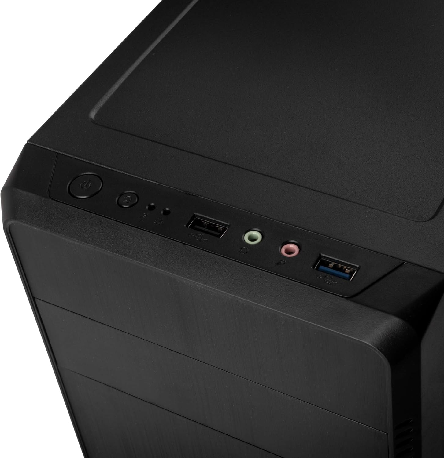 Close-up of the top front panel I/O ports