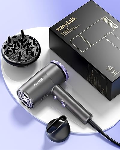Miniatura 7 de Wavytalk Secador de pelo profesional con difusor 1875W secador iónico para secado rápido con concentrador ligero, púrpura.
