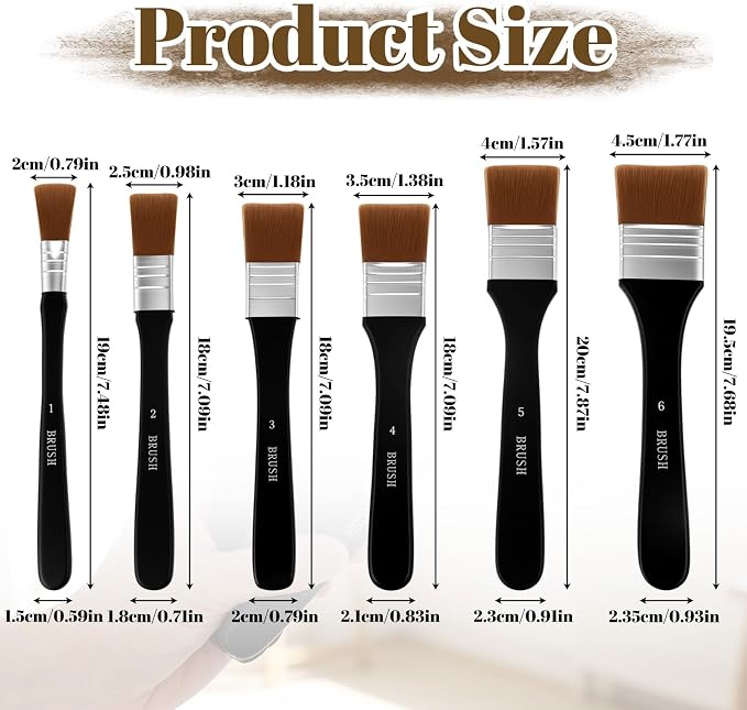 Ouligay Set de 6 pinceles grandes planos de nylon para pintura acrílica, acuarela y óleo, tamaño variado miniatura 2