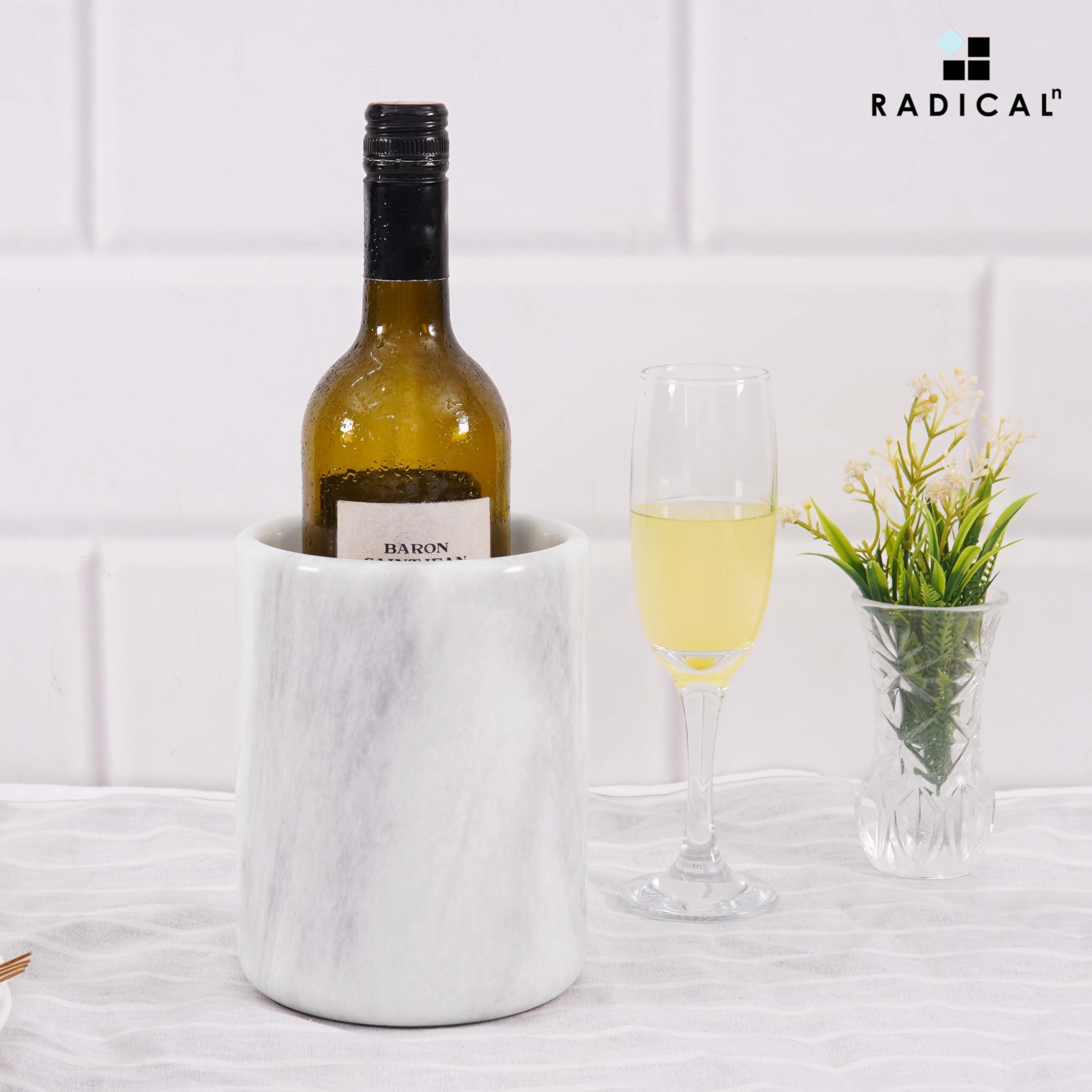 Enfriador de vino hecho a mano de mármol - 5 x 5 x 6.5 pulgadas de alto portátil decoración del hogar y la cocina - enfriador de champán mejor para utensilios de cocina