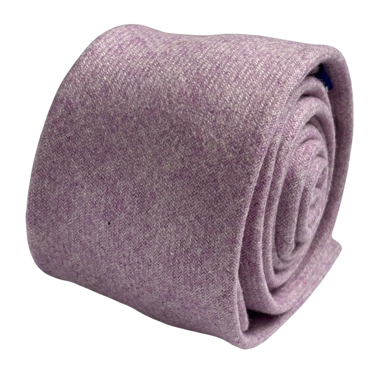 Frederick Thomas Speckled Light Purple Lilac Aubergine Wool Necktie, 7 cm Width, 147 cm Length, British Design and Seller