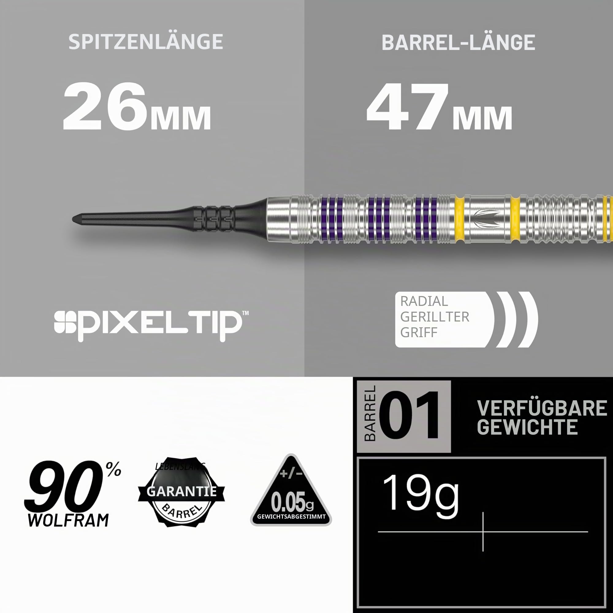 Target Darts Luke Littler Loadout Steel Tip Swiss Point Darts, 90% Tungsten Dartpfeil, 22G/23G/24G | Steel Tip Dart Set, Player Edition Swiss Points Dart-Sets mit Werkzeug, Pro Grip Schäfte & No.2