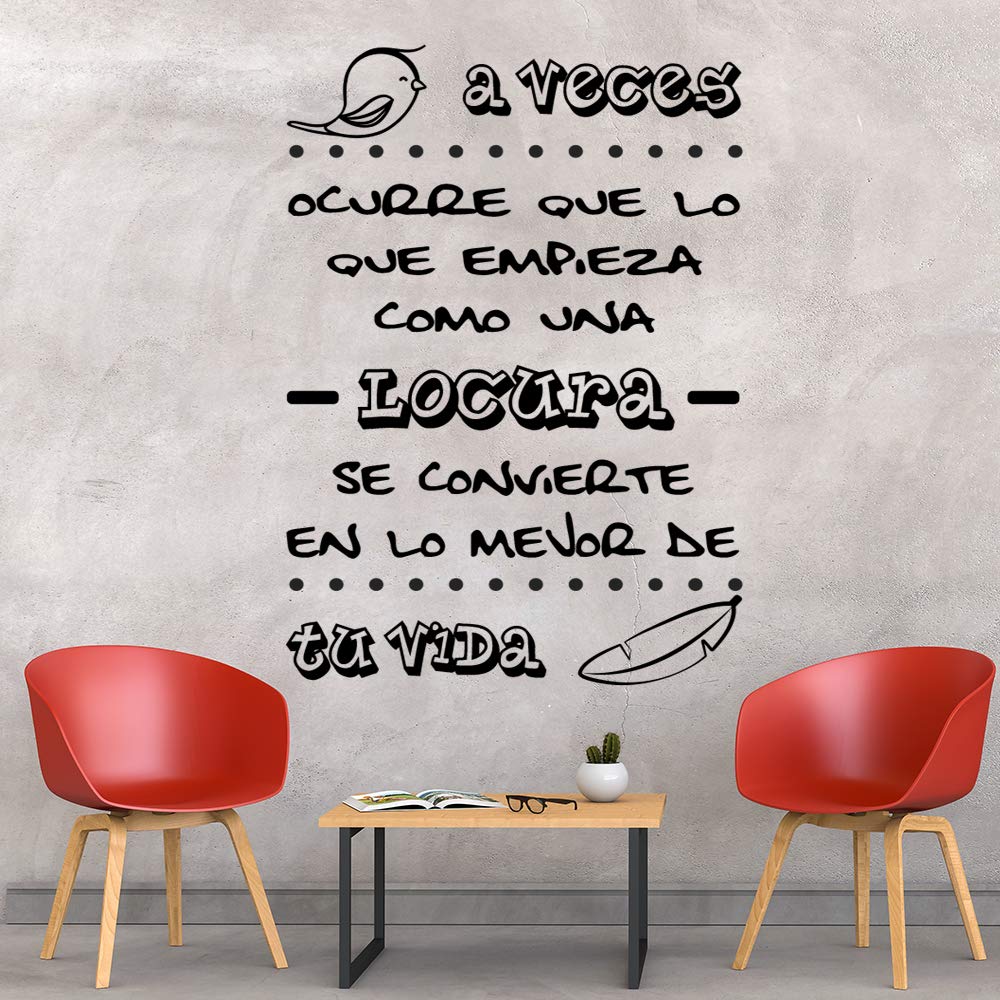 Vinilos de pared decorativo con frase decorativa"A VECES OCURRE QUE LO QUE.." Pegatinas decorativas pared. Decoración casa Docliick DC-19118