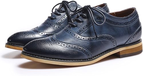 Miniatura 7 de Mona flying Zapatos de tacón apilado para mujer Oxfords de cuero con cordones cómodos