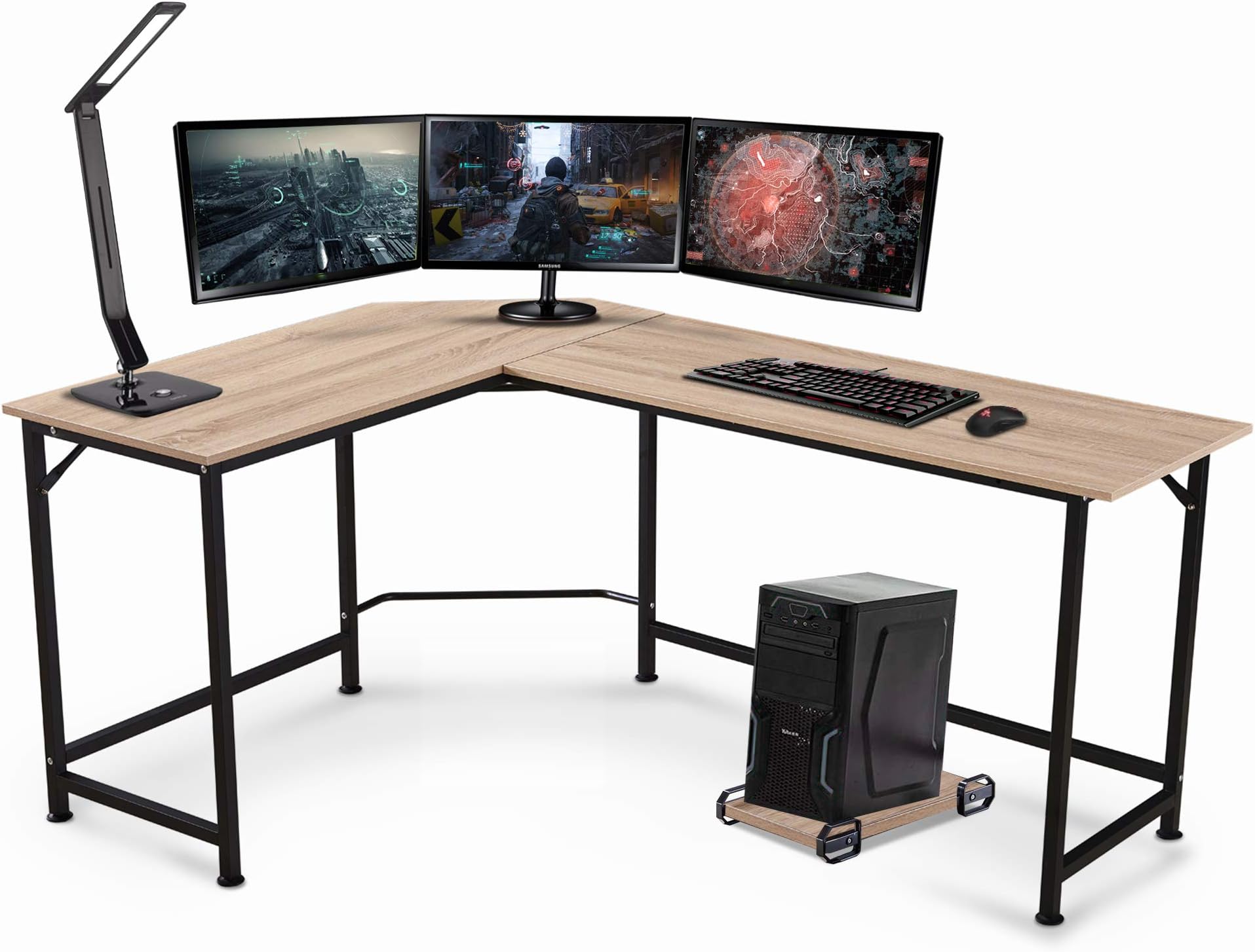 Ivinta Computer Desk Gaming Desk L Shaped Desk Office Desk Corner Desk Modern Writing Desk Executive Desk PC Gaming Desk Study Desk for Small Space (White)