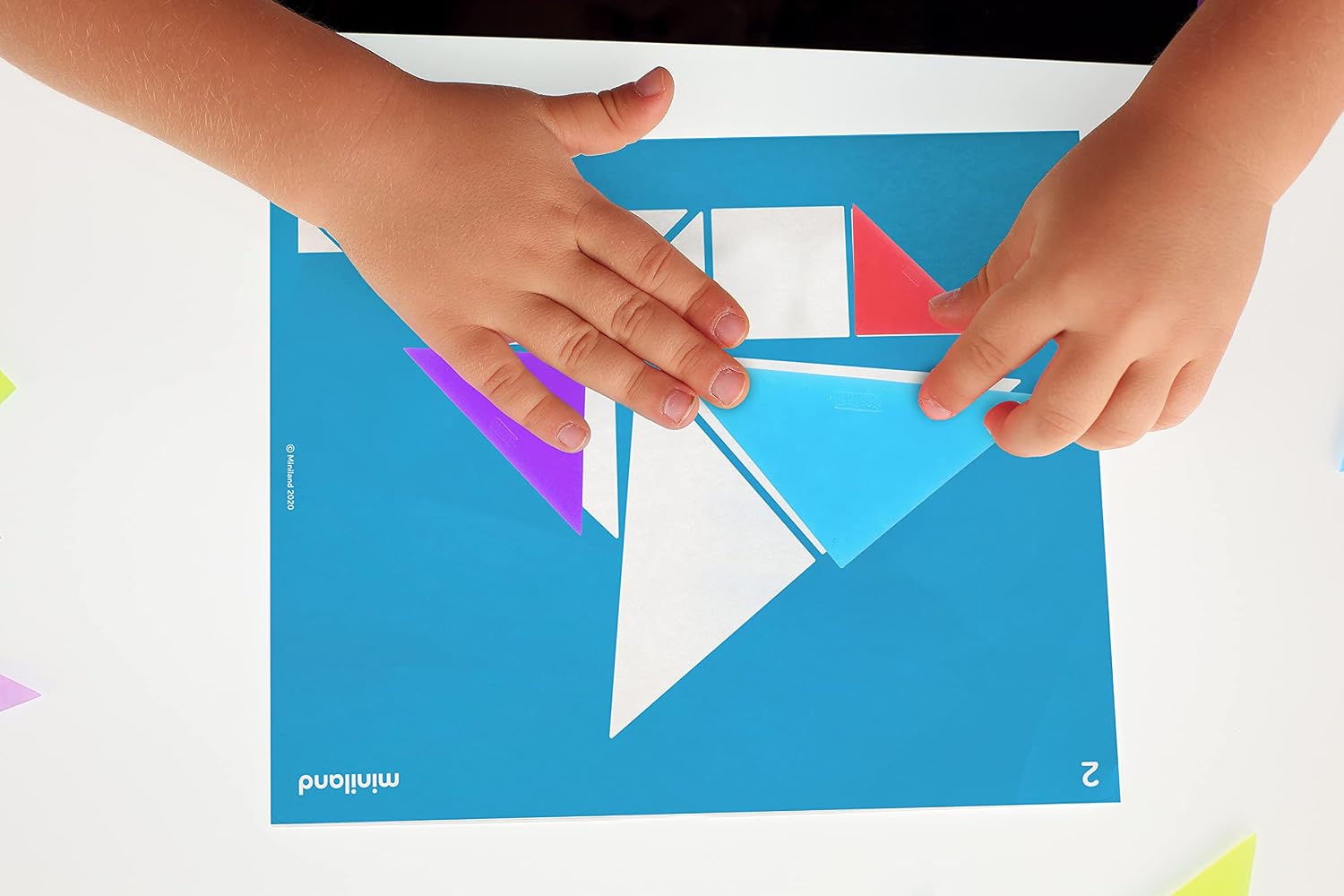 Miniland Translucent Tangram with 28 Multicolor Pieces Making recognizable Shapes