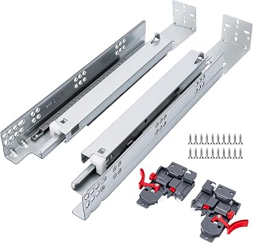LONTAN 1 زوج Undermount Soft Close Drawer Slides 21 Inch Full Extension Drawer ينزلق مع جهاز قفل قابل للتعديل ثلاثي الأبعاد وأقواس التثبيت الخلفية ، قضبان التثبيت السفلية المخفية سعة 100 رطل
