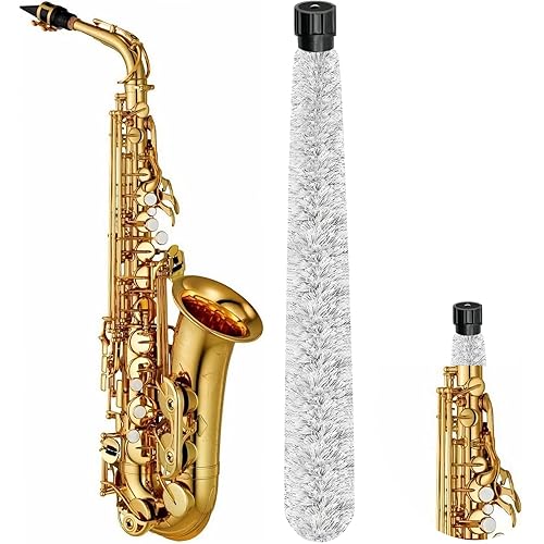 Alto Saxophone Cleaning Swab, Alto Sax Pad Saver Brush Cleaner, Ultra Absorbent Cotton Sax Cleaning & Care Kit, Suitable for Alto Sax, Length 21''