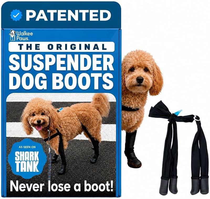Botas para Cães com Leggings Suspensórias, Impermeáveis e Antiderrapantes Walkee Paws Pretas — Tamanho Small