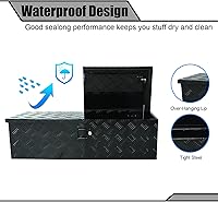 Vista 4 de Caja de herramientas de aluminio chapada en negro de 39 pulgadas para camioneta, almacenamiento para caja de camioneta pickup, caja de lengua