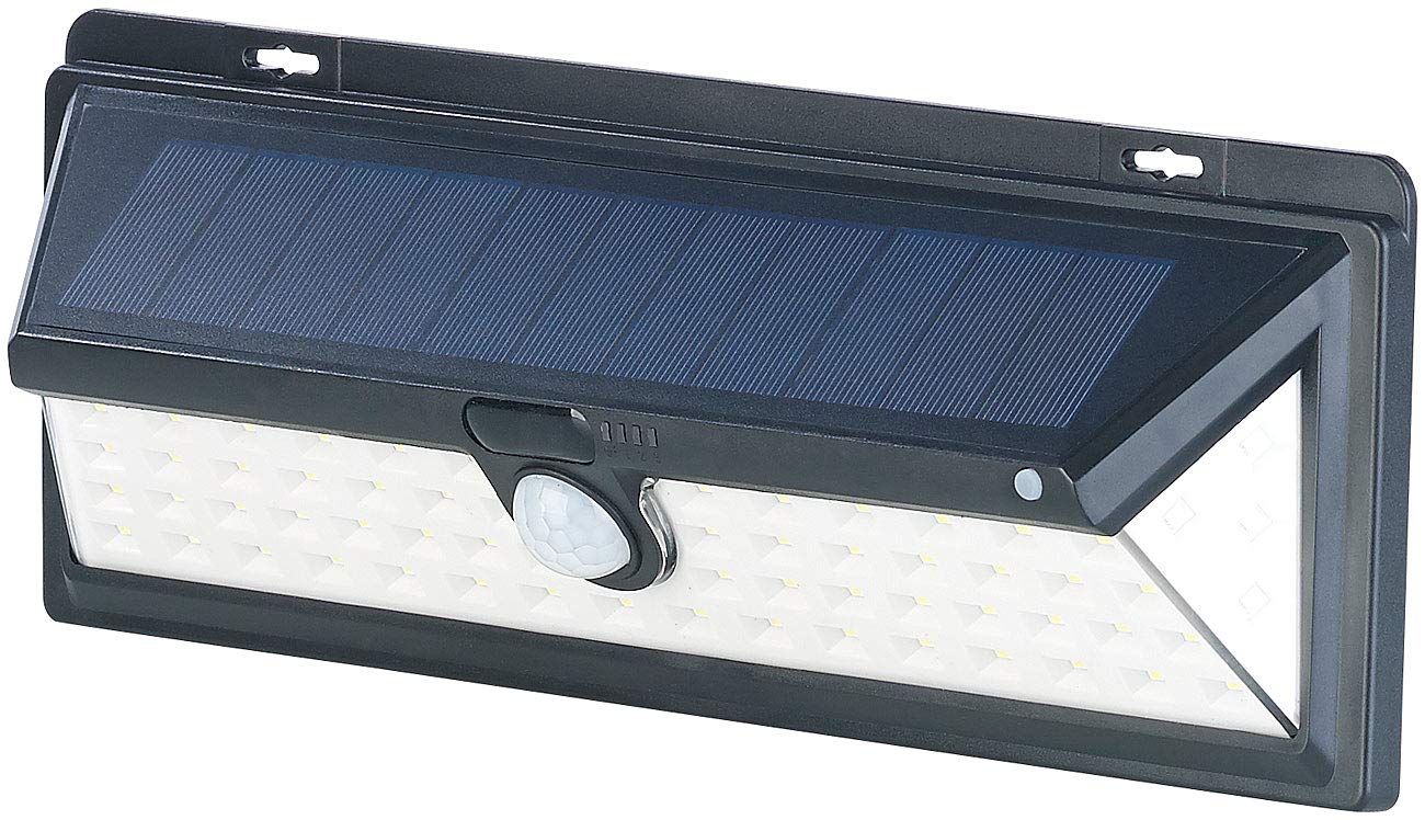 Luminea Solar Außenleuchten: 2er-Set Solar-LED-Wandleuchten, Bewegungs-Sensor, Akku, 800 lm, 13,2 W (LED-Nachtlicht, Licht-Sensor-Lampen, Akkus)