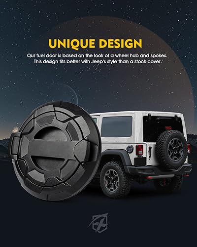 Miniatura 31 de Xprite Cubierta de tapa de tanque de gas con bloqueo compatible con Jeep Wrangler 2018-2025 JL y JLU 2/4 puertas ilimitadas, cubierta de puerta