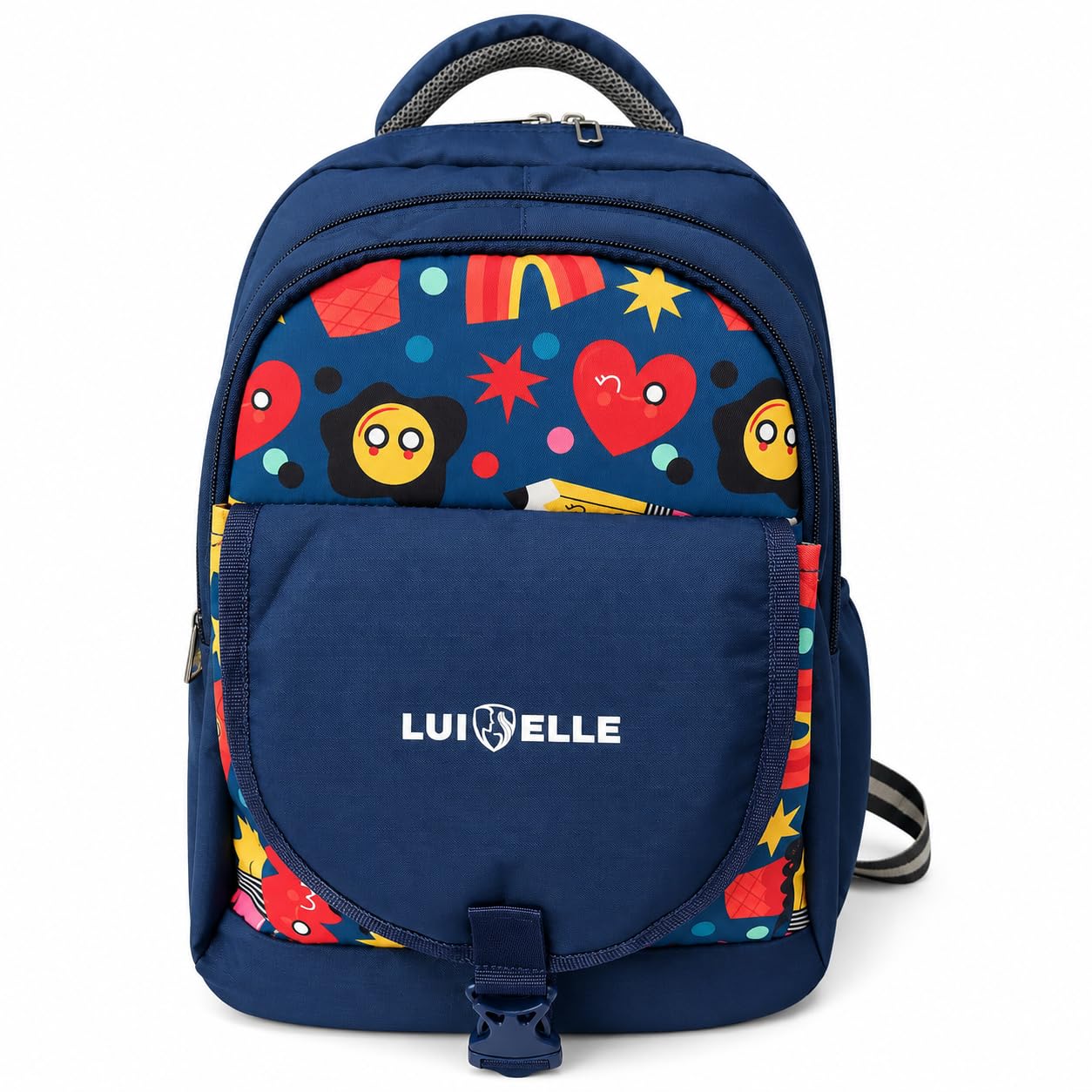 lui elle India Kids School Backpack 16 Inch for Boys & Girls | Lightweight Polyester School Bag | 3 Compartments, Bottle Pocket, Adjustable Padded Straps | Blue-picture-14