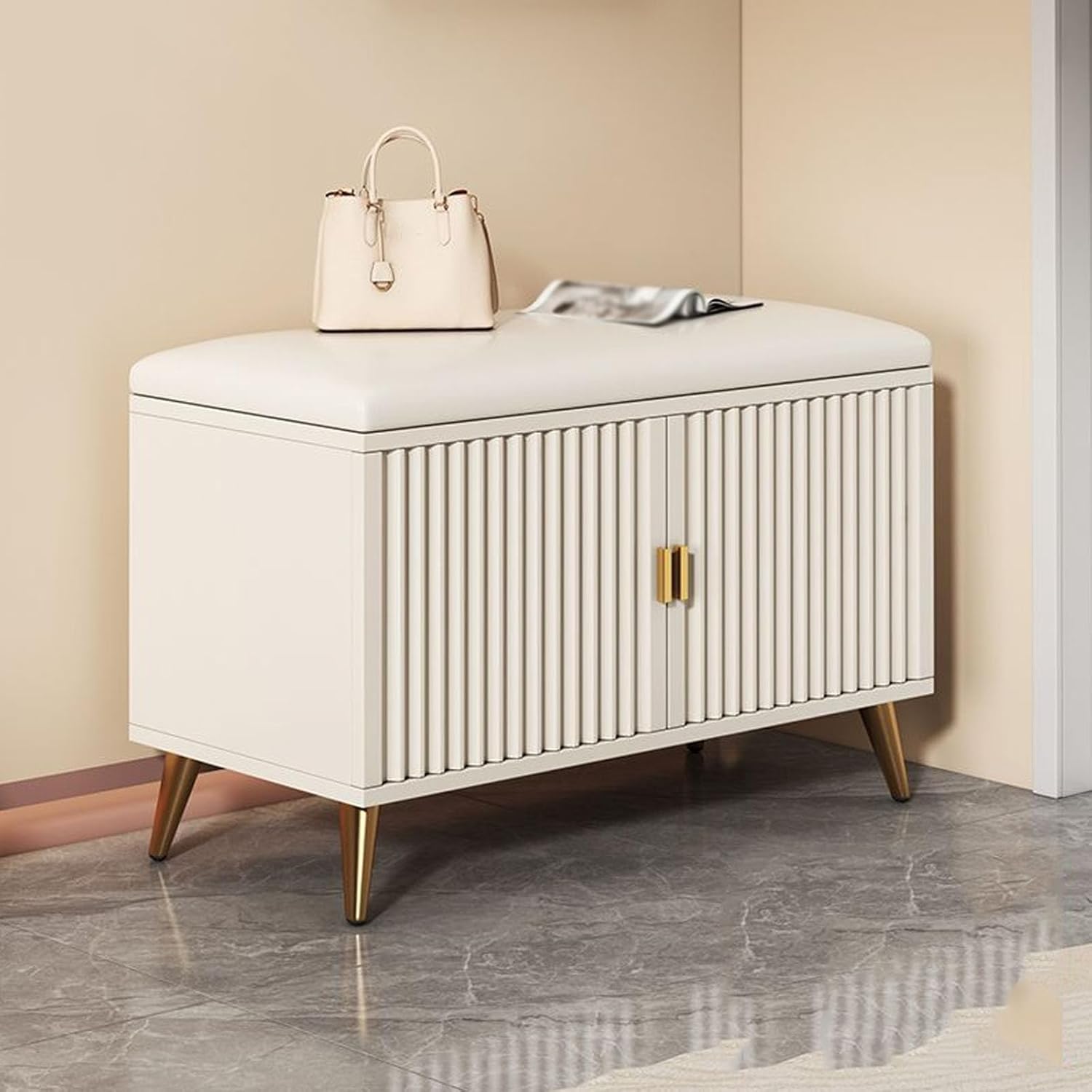 Shoe Storage Cabinet Cabinets Hallway Slim Cupboard Cupboards Hallways Slimline，Woo Shoe Ranch with Cush Entryway Cabinet with Doors Adjustable Shelf Hid Shoe for Hallway & Mudroom White 60x