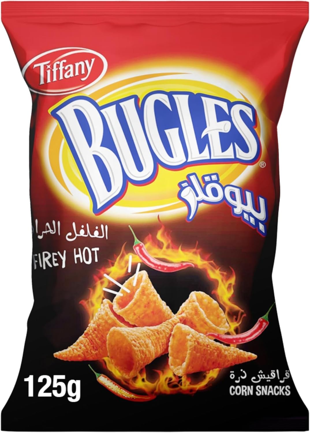 Tiffanys Bugles Firey Hot Corn Snacks 125gm