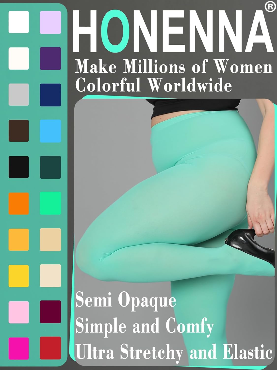 HONENNA Queen Plus Size Tights Semi Opaque Control Top High Waist Stockings Nylons Pantyhose for Women 1X 2X 3X 4X 5X 6X - Image 2