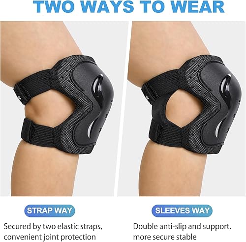 Miniatura 6 de Juego de 6 rodilleras para niños, jóvenes, adultos, coderas con muñequeras, equipo de protección, para patinaje, ciclismo, patinaje, bicicleta,