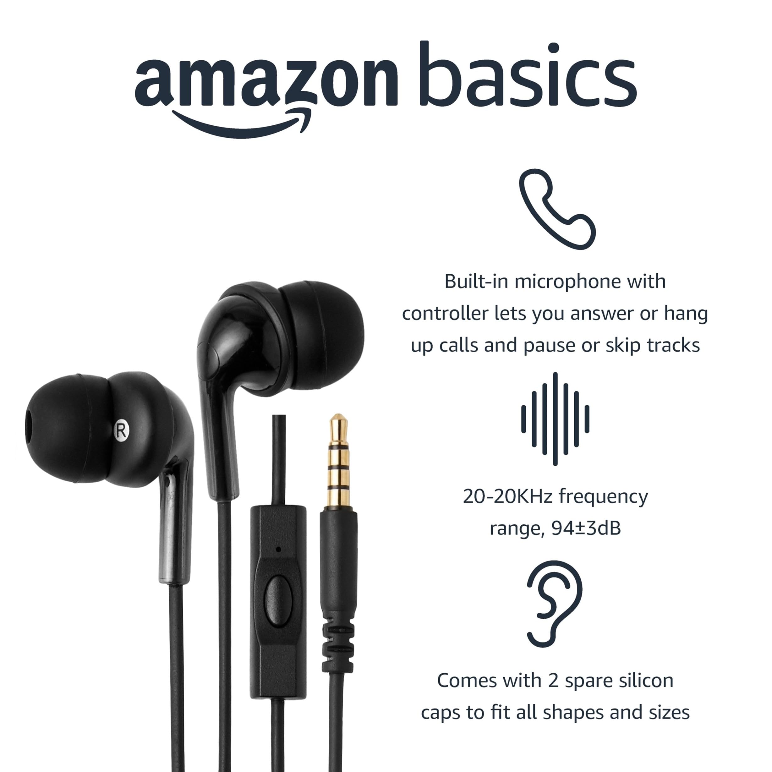 Wired Earbuds with Microphone, 3.5mm Jack, Black X31372