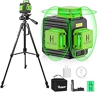 Huepar 3x360° Self-Leveling Green Laser Level with 47" Tripod - Bright 3D Lines for Construction, Flooring, Tiling & Hanging