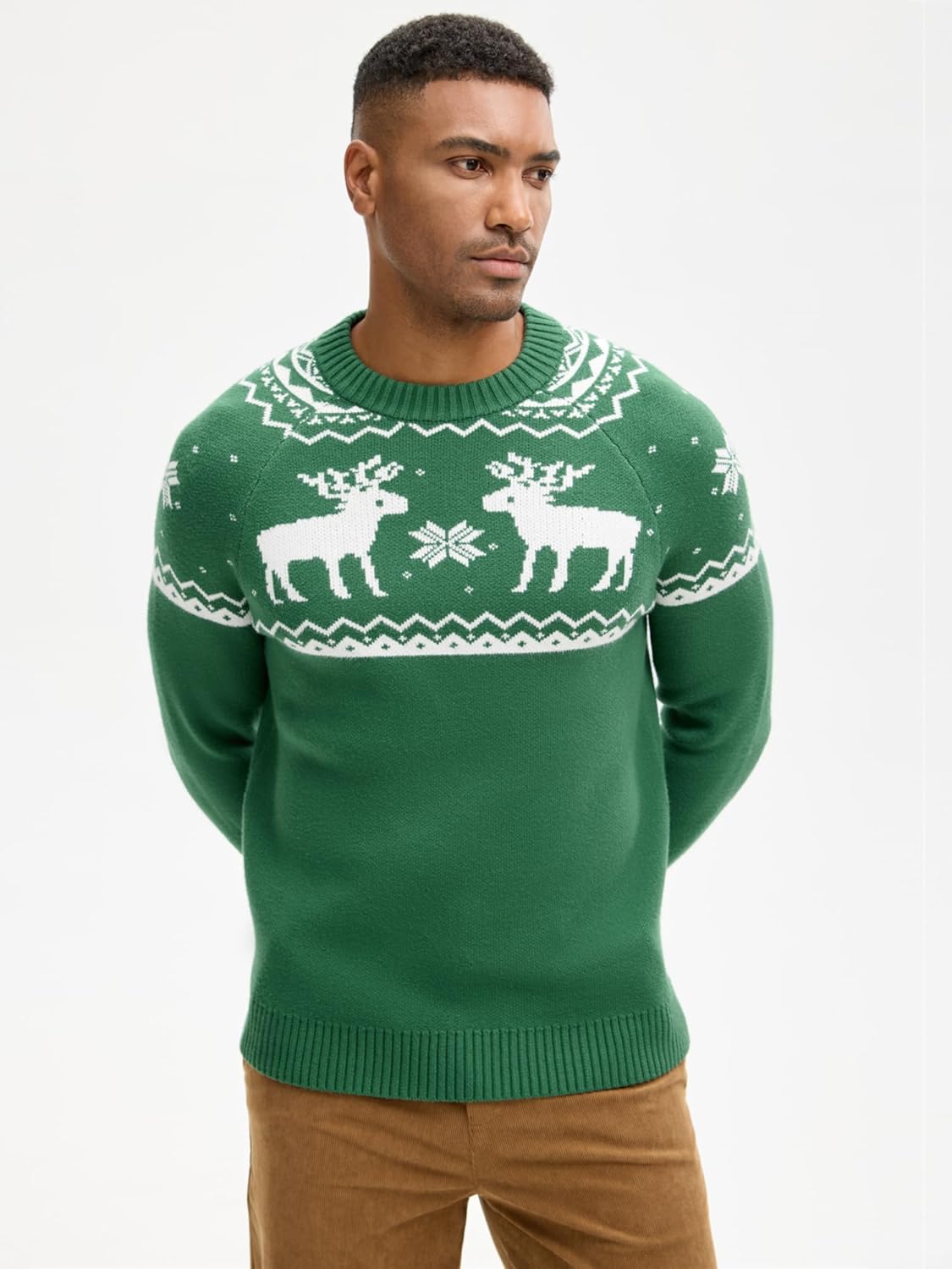 HOTake Men's Pullover Crewneck Sweater, Fair Isle and Christmas Pattern Available - Image 7