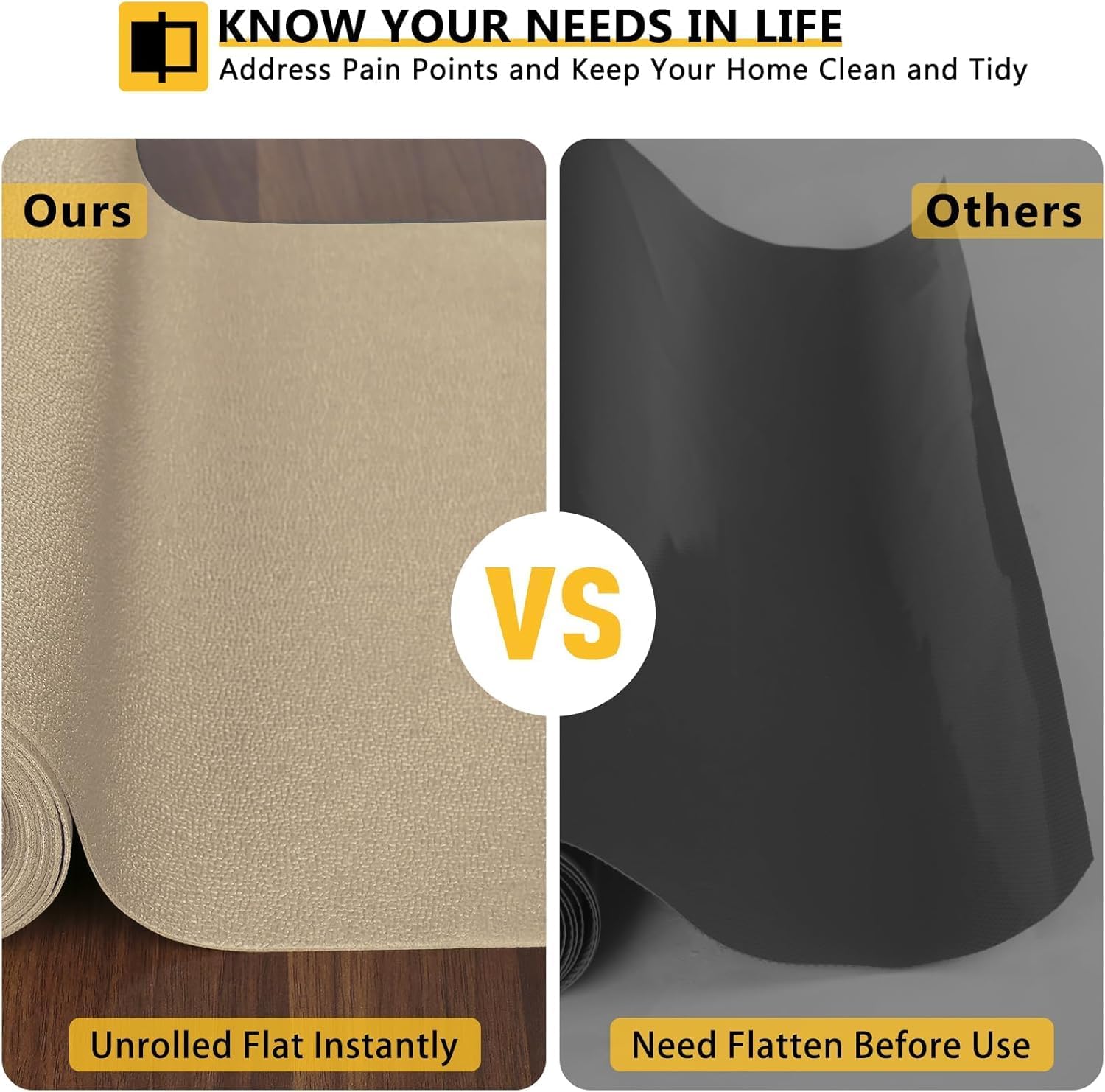 WochiTV Shelf Liner for Cabinets, Drawer Non Adhesive Non Slip Foam Mat for Kitchen, Pantry, Bathroom, Cupboard, Garage, Closet, Shelves, Drawer, Tool Box, Tan 23.6 x 354 inches