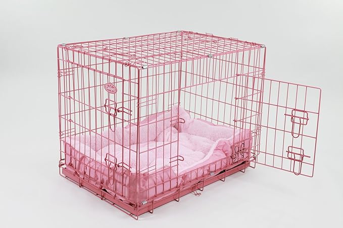 pink dog crate medium