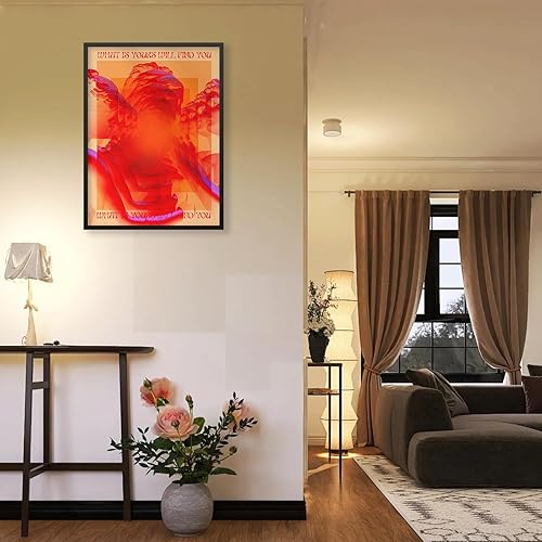 Miniatura 6 de Pósteres retro hippie trippy vintage rojo de los años 70 y 80, arte de pared de moda cara y ojos, impresiones en lienzo de 12 x 16 pulgadas, marco