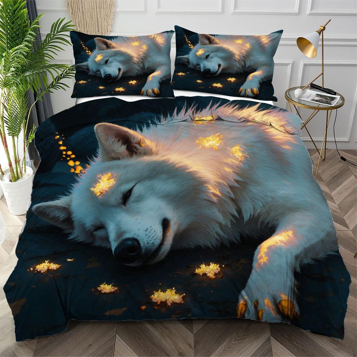 Housse de couette 220x240 chien avec fermeture éclair pratique en microfibre douce