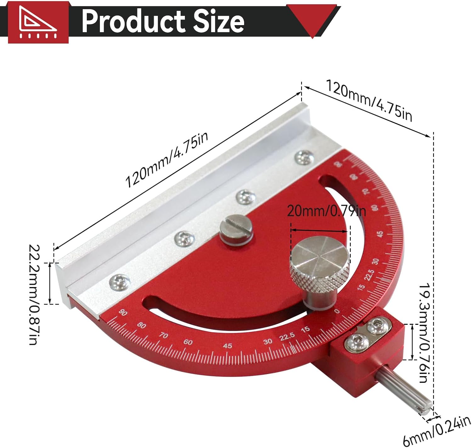 Multi-Angle Drill Press Protractor Angle Drill Guide, Table Saw Angle Tool Setter, Adjustable Drilling Machine Angle Locator, Precision Scale -85° To 85° Range Red