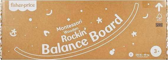 Fisher-Price Wood Montessori Rockin Balance Board, Kids Ages 3+ Years