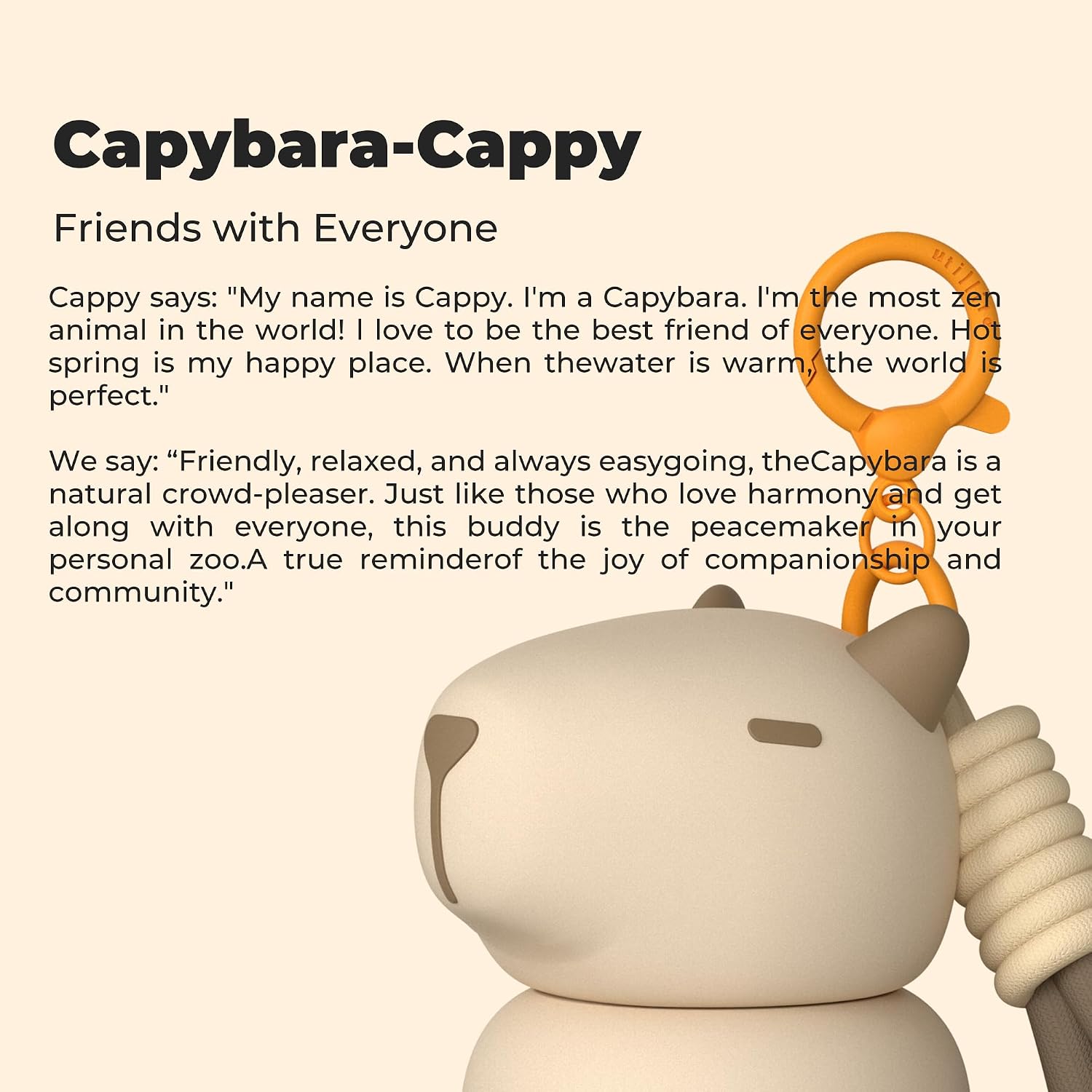4.1oz Mini Insulated Water Bottle, Portable Coffee Cup, Small Travel Cup Vacuum Double Wall Mini Tumbler, Bag Hanging Cute Drink Bottle for Office Travel Women Gift(Capybara)