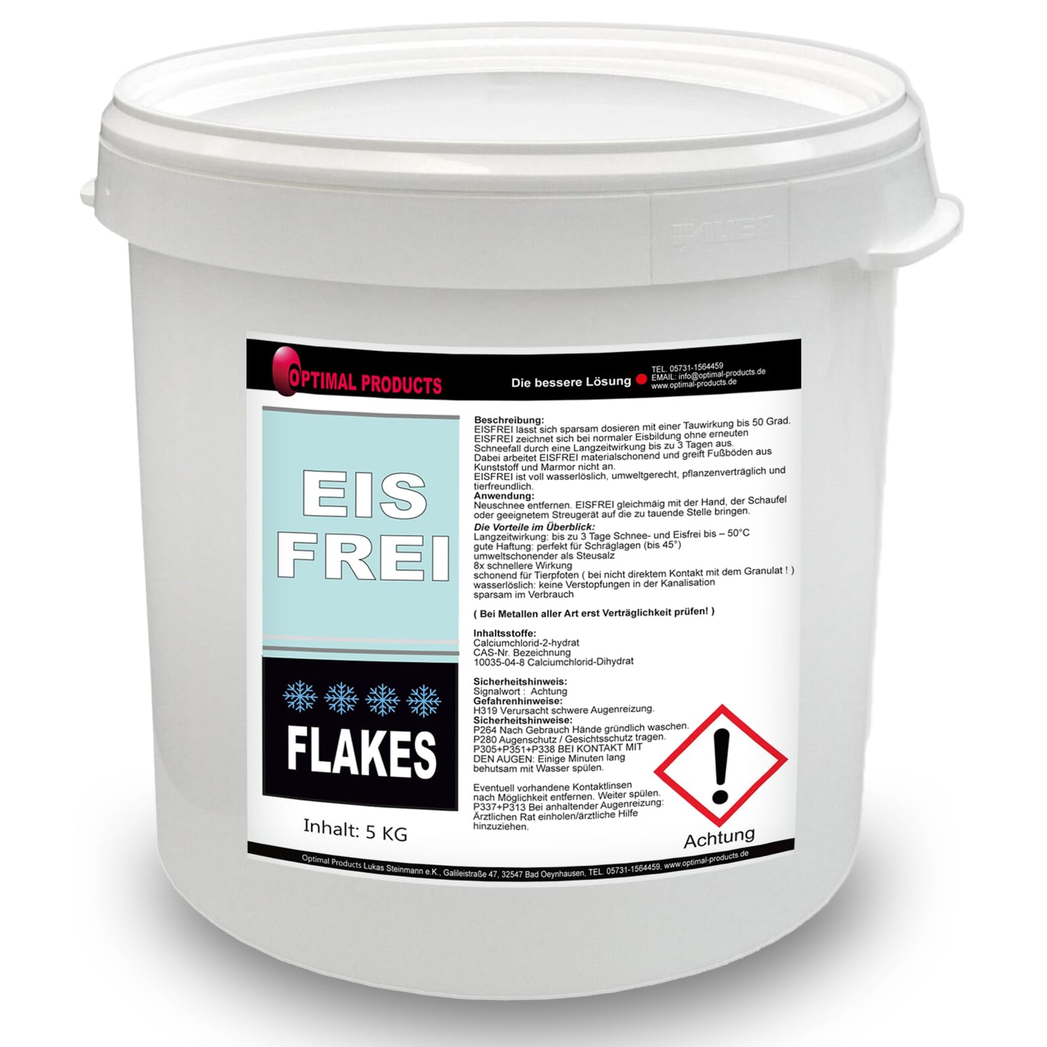 Optimal Products Eisfrei Auftaugranulat bis Minus 25°C 5 L I Streugut salzfrei I Streumittel I Wiederverschließbar