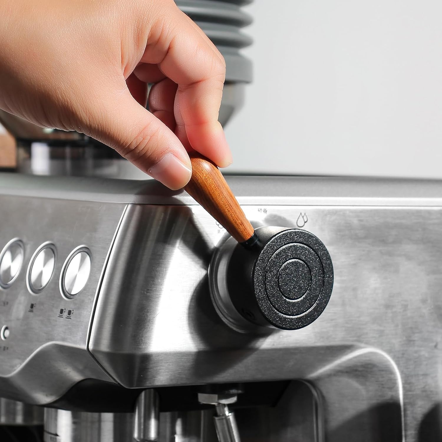 DIBTSA Steam Lever Replacement Compatible with Breville Barista Express, Infuser, Barista Pro, BES870, BES878, Aluminum and Wood, Black (Black)