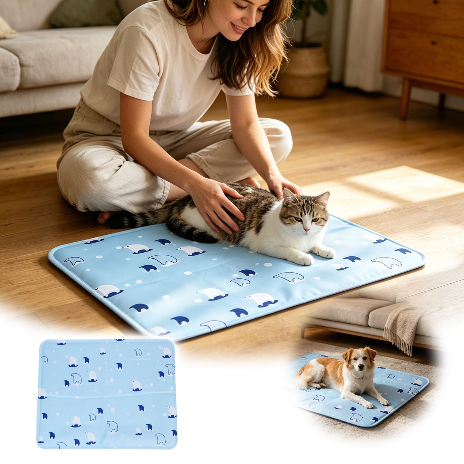 Generico Tappetino refrigerante per cani gel impermeabile estate coperta resistente alla masticazione per animali domestici, grande tappetino ghiaccio 60x50 cm
