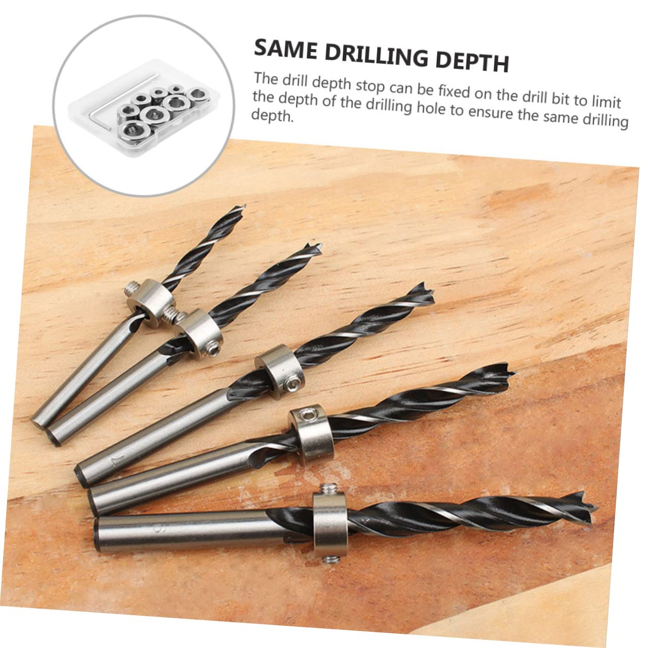 8pcs Drill Bit Collar Set Woodworking Depth Stop for Precise Drilling Assorted Stainless Steel for Consistent Depths Projects