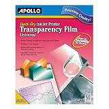 Apollo Transparency Film for Inkjet Printers, Universal, Quick Dry, 50 Sheets/Pack (VCG7033S) – view 1